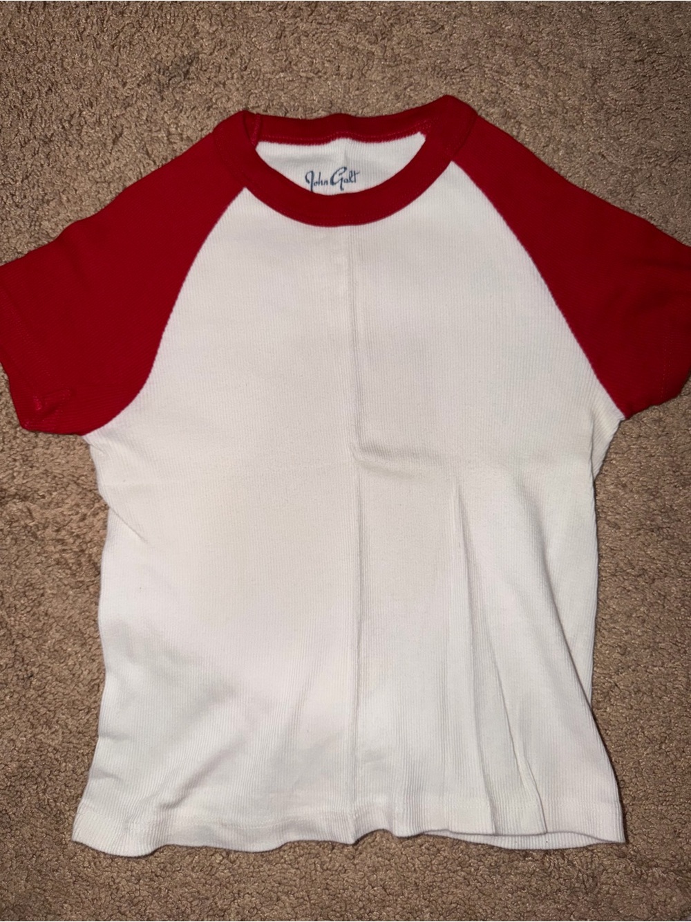 Brandy Melville White Tee with Red Raglan Sleeves